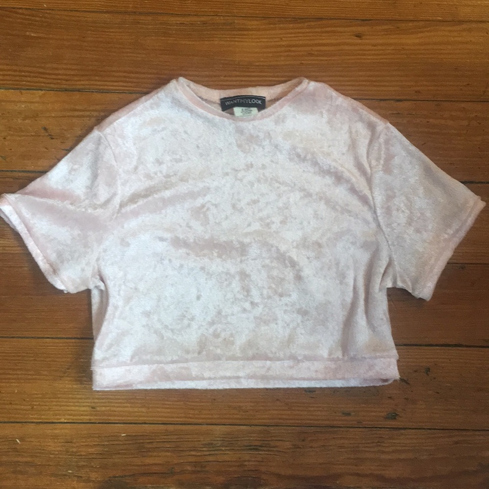 Crushed Velvet Pink Crop Top